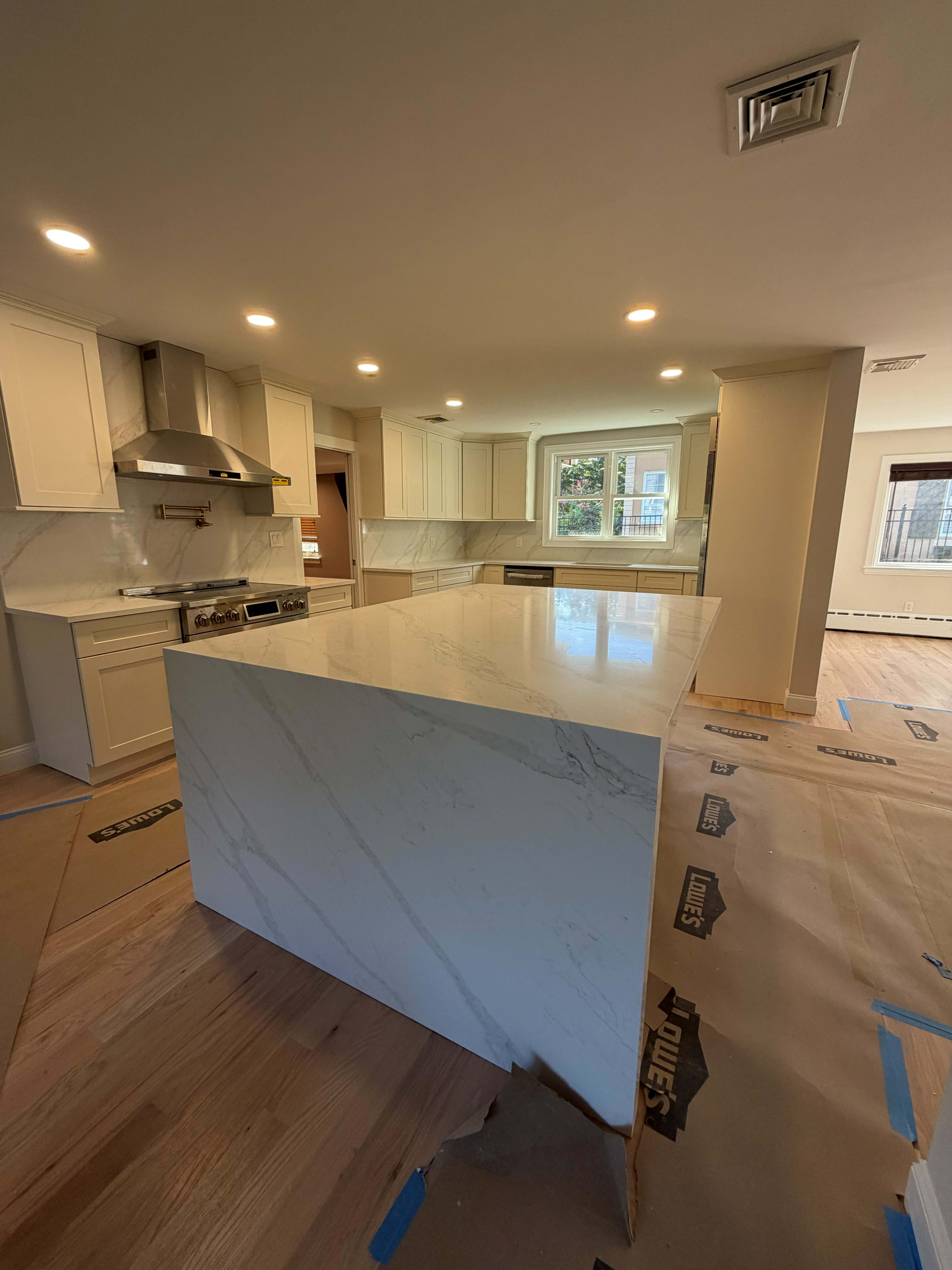 Kitchen remodel — white marble island